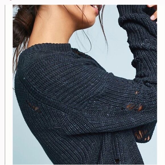 AG Adriano Goldschmied Finn Crewneck Tattered Knit Sweater Distressed - Picture 4 of 13